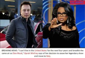 BREAKING NEWS: "I can't live in the United States for the next four years and breathe the same air as Elon Musk," Oprah Winfrey says of her decision to cease her legendary show and move to Italy.