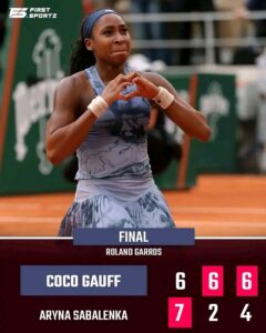 Coco Gauff staged a remarkable comeback to defeat world number one Aryna Sabalenka 6-7(5), 6-2, 6-4 in the French Open final, winning her second Grand Slam title 🙌❤ The 21-year-old avenged her 2022 loss at Roland Garros and repeated her US Open triumph over Sabalenka with a determined and mature performance 🙌👏💪✨