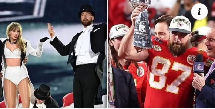 Travis Kelce compares playing in the Super Bowl to performing with Taylor Swift at the Eras Tour.