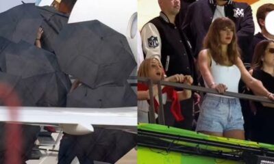 JUST IN: Taylor Swift hides under umbrellas as she makes her secret escape from New Orleans after Travis Kelce’s Super Bowl heartache