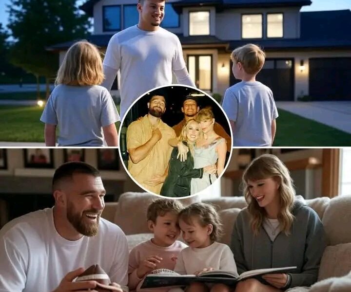 Patrick Mahomes made a surprise stop at Travis Kelce’s house, kids in tow — Sterling and Bronze in his arms, and baby Golden with his wife. With a grin, he asked Travis and Taylor Swift if they could watch the kids for a bit. Travis looked stunned, clearly out of his element when it came to babysitting. But Taylor? She lit up with excitement....... Full Details Below 👇