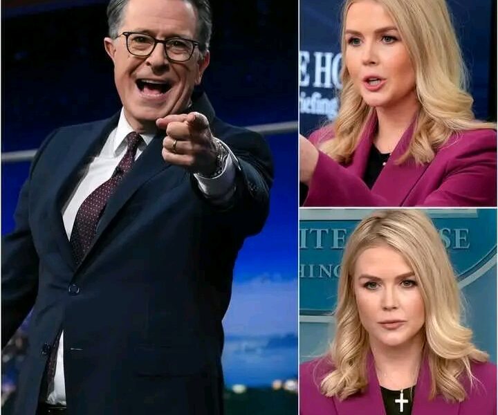 “She Wanted a Platform. He Gave Her a Mirror.” The studio lights were merciless, the kind that made every bead of sweat shine like a spotlight. Karoline Leavitt marched onto the stage with her lines sharpened and her smile rehearsed, ready to strike. And strike she did — words like daggers,But Colbert didn’t flinch. He didn’t rush to defend himself. He let her keep going, let her dig deeper, until the tension grew so heavy you could feel the room holding its breath. Karoline pressed harder, her voice rising, convinced she had forced him into silence. And then it happened. Colbert leaned in, calm as steel, and delivered something so sharp, so devastating, it felt less like a comeback than a verdict. Karoline, who had come to seize the spotlight, suddenly looked exposed beneath it. What began as her attempt to humiliate Stephen Colbert ended as a moment that left her image shattered after the secret that has everyone talking was exposed, See full story here …⤵️⤵️⤵️