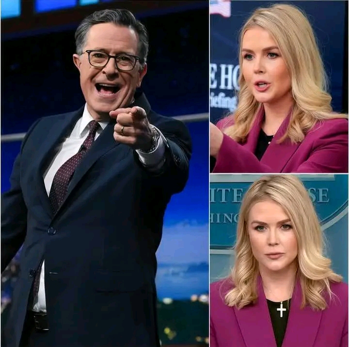 “She Wanted a Platform. He Gave Her a Mirror.” The studio lights were merciless, the kind that made every bead of sweat shine like a spotlight. Karoline Leavitt marched onto the stage with her lines sharpened and her smile rehearsed, ready to strike. And strike she did — words like daggers,But Colbert didn’t flinch. He didn’t rush to defend himself. He let her keep going, let her dig deeper, until the tension grew so heavy you could feel the room holding its breath. Karoline pressed harder, her voice rising, convinced she had forced him into silence. And then it happened. Colbert leaned in, calm as steel, and delivered something so sharp, so devastating, it felt less like a comeback than a verdict. Karoline, who had come to seize the spotlight, suddenly looked exposed beneath it. What began as her attempt to humiliate Stephen Colbert ended as a moment that left her image shattered after the secret that has everyone talking was exposed, See full story here …⤵️⤵️⤵️